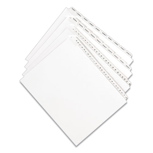 Picture of Preprinted Legal Exhibit Side Tab Index Dividers, Allstate Style, 10-Tab, 7, 11 x 8.5, White, 25/Pack