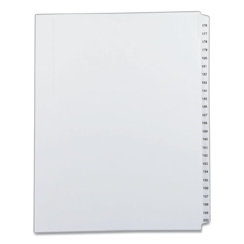 Picture of Preprinted Legal Exhibit Side Tab Index Dividers, Allstate Style, 25-Tab, 176 to 200, 11 x 8.5, White, 1 Set