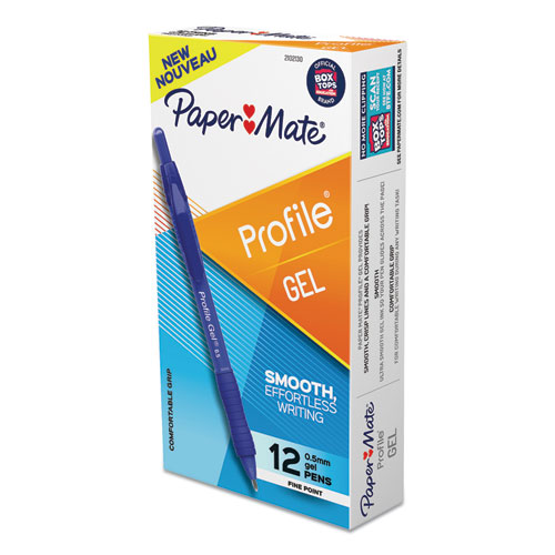 Picture of Profile Gel Pen, Retractable, Fine 0.5 mm, Blue Ink, Translucent Blue Barrel, Dozen