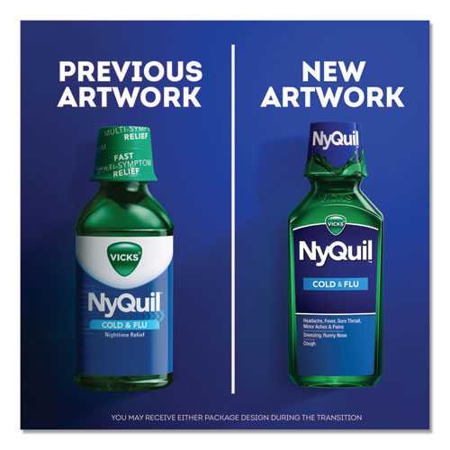 Picture of NyQuil Cold and Flu Nighttime Liquid, 12 oz Bottle, 12/Carton