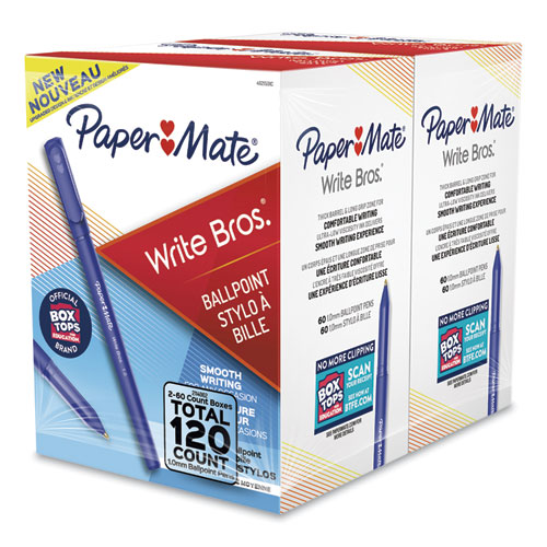 Picture of Write Bros. Ballpoint Pen Value Pack, Stick, Medium 1 mm, Blue Ink, Blue Barrel, 120/Pack