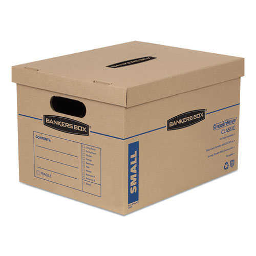Picture of SmoothMove Classic Moving/Storage Boxes, Half Slotted Container (HSC), Small, 12" x 15" x 10", Brown/Blue, 20/Carton