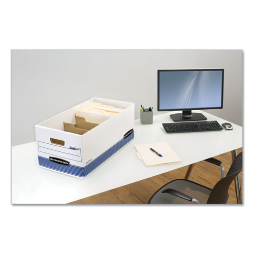 Picture of STOR/FILE Medium-Duty Storage Boxes with Dividers, Letter Files, 12.88" x 25.38" x 10.25", White/Blue, 12/Carton