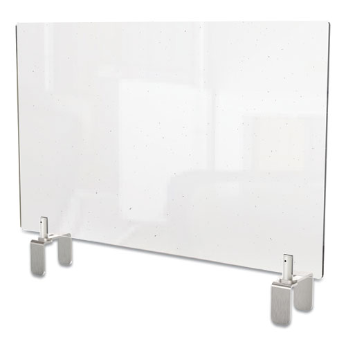 Picture of Clear Partition Extender with Attached Clamp, 36 x 3.88 x 30, Thermoplastic Sheeting