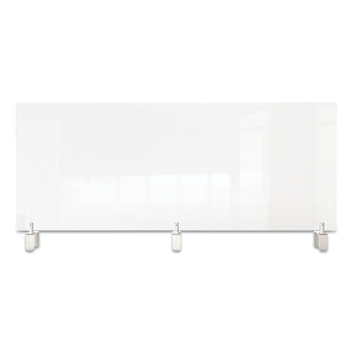 Picture of Clear Partition Extender with Attached Clamp, 48 x 3.88 x 18, Thermoplastic Sheeting