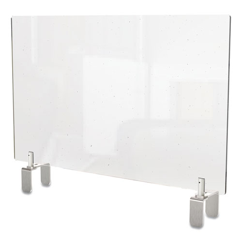 Picture of Clear Partition Extender with Attached Clamp, 36 x 3.88 x 18, Thermoplastic Sheeting