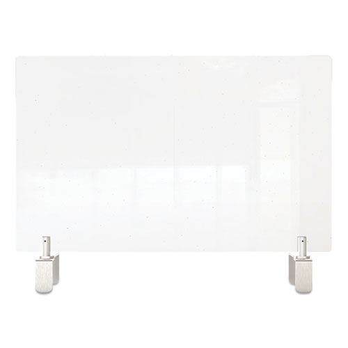 Picture of Clear Partition Extender with Attached Clamp, 29 x 3.88 x 18, Thermoplastic Sheeting