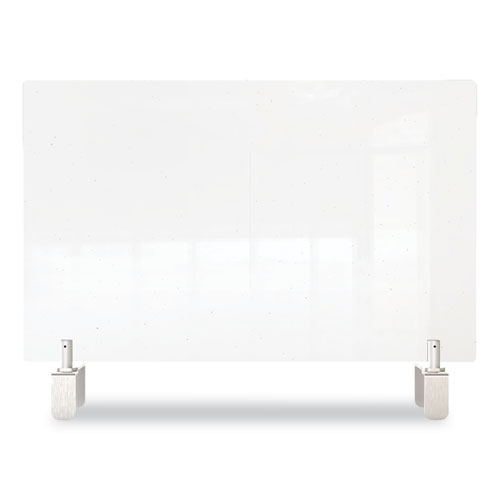 Picture of Clear Partition Extender with Attached Clamp, 42 x 3.88 x 18, Thermoplastic Sheeting