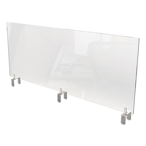 Picture of Clear Partition Extender with Attached Clamp, 48 x 3.88 x 18, Thermoplastic Sheeting