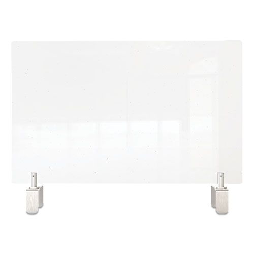 Picture of Clear Partition Extender with Attached Clamp, 42 x 3.88 x 30, Thermoplastic Sheeting