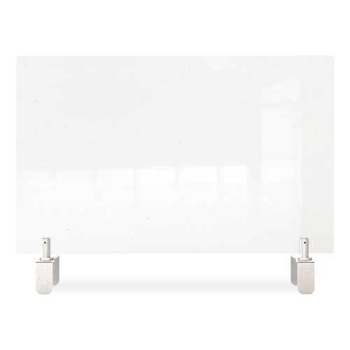 Picture of Clear Partition Extender with Attached Clamp, 42 x 3.88 x 24, Thermoplastic Sheeting