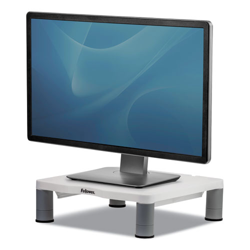 Picture of Standard Monitor Riser, For 21" Monitors, 13.38" x 13.63" x 2" to 4", Platinum/Graphite, Supports 60 lbs