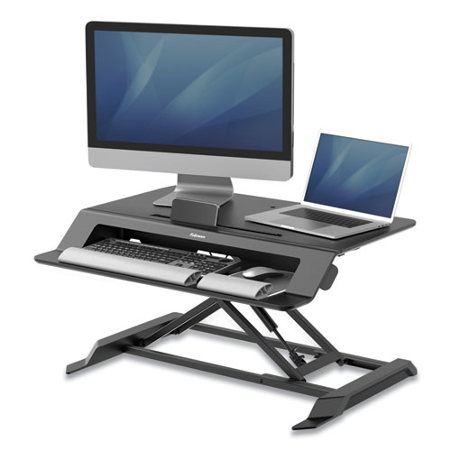 Picture of Lotus LT Sit-Stand Workstation, 34.38" x 28.38" x 7.62", Black
