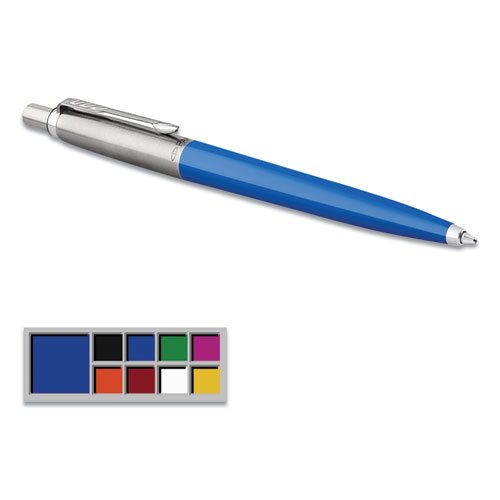 Picture of Jotter Ballpoint Pen, Retractable, Medium 0.7 mm, Blue Ink, Royal Blue/Chrome Barrel