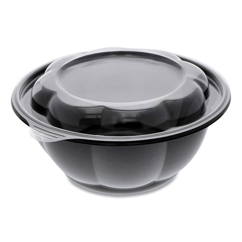 Picture of Roseware Bowl, 80 oz, 9.75" Diameter x 9h", Black Base/Clear Lid, Plastic, 252/Carton