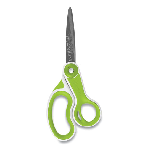 Picture of CarboTitanium Bonded Scissors, 8" Long, 3.25" Cut Length, White/Green Bent Handle
