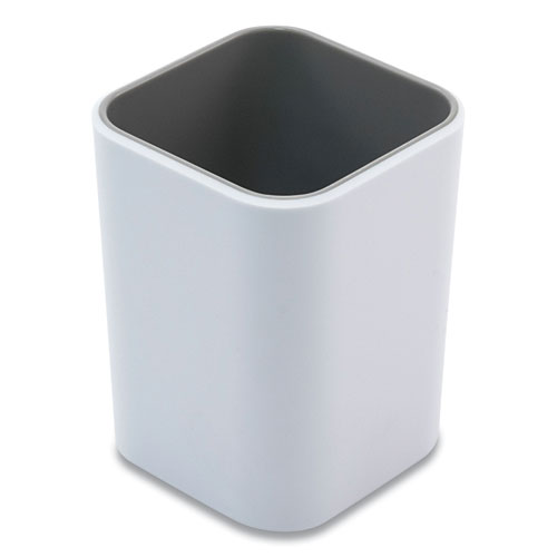 Fusion+Pencil+Cup%2C+Plastic%2C+3+x+3+x+4%2C+White%2FGray
