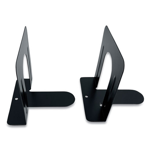 Picture of Steel Bookends, Contemporary Style, Nonskid Base, 4.75 x 4.75 x 4.75, Black, Pair