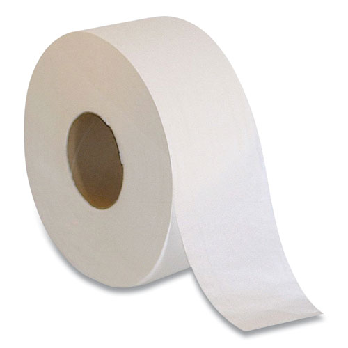 Picture of 1-Ply Jumbo Toilet Paper, Septic Safe, White, 3.5" x 1,000 ft, 12 Rolls/Carton