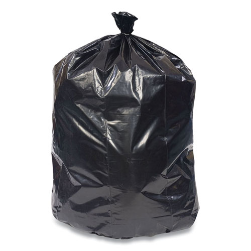 Picture of High-Density Can Liners, 60 gal, 22 mic, 38" x 60", Black, 25 Bags/Roll, 6 Rolls/Carton