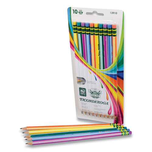 Picture of Pencils, HB (#2), Black Lead, Assorted Barrel Colors, 10/Pack