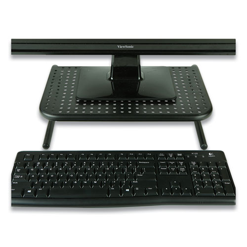 Picture of Metal Monitor Stand Riser for Computer, 14.88" x 11.33" x 4.21", Black, Supports 44 lbs