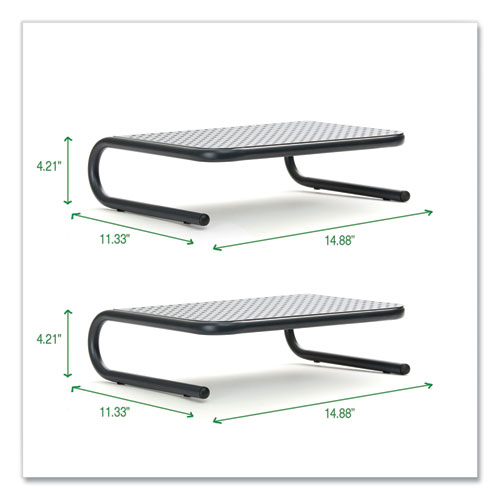Picture of Metal Monitor Stand Riser for Computer, 14.88" x 11.33" x 4.21", Black, Supports 44 lbs