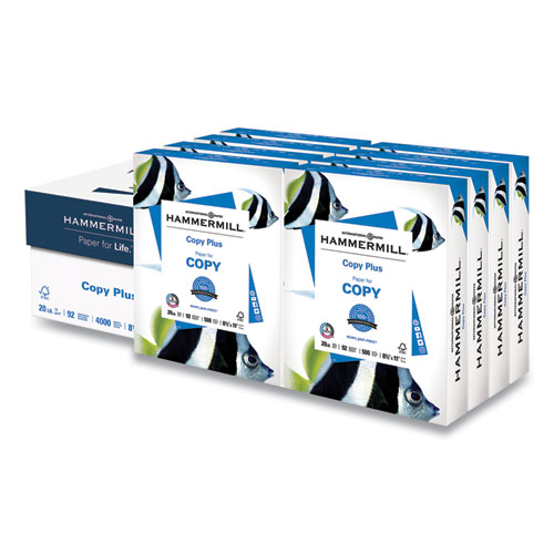 Picture of Copy Plus Print Paper, 92 Bright, 20 lb Bond Weight, 8.5 x 11, White, 500 Sheets/Ream, 8 Reams/Carton