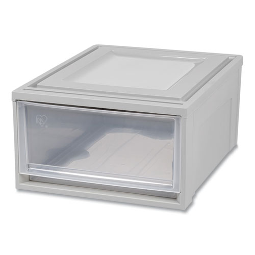Picture of Stackable Storage Drawer, 7.75 gal, 15.75" x 19.62" x 9", Gray/Translucent Frost