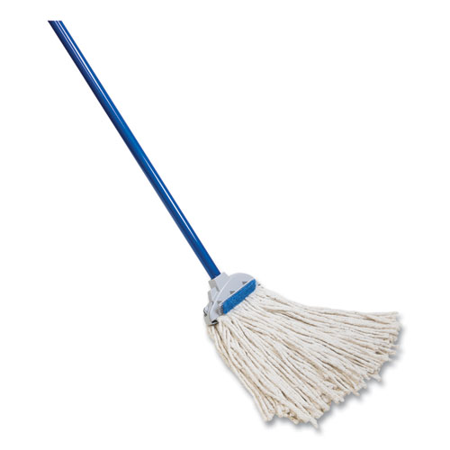 Picture of Super Scrubber Wet Mop, White Cotton Head, 48" Blue Powder Coated Steel Handle