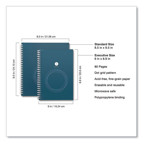 Picture of Wave Smart Reusable Notebook, Dotted Rule, Blue Cover, (40) 9.5 x 8.5 Sheets