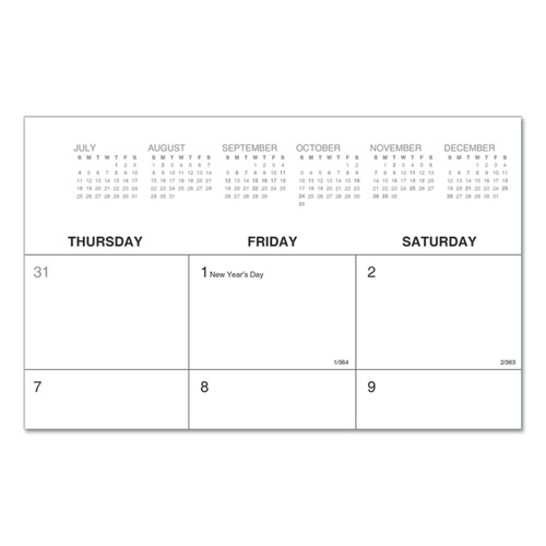Picture of Desk Pad Calendar, 22 x 17, White/Black Sheets, Black Binding, Clear Corners, 12-Month (Jan to Dec): 2024