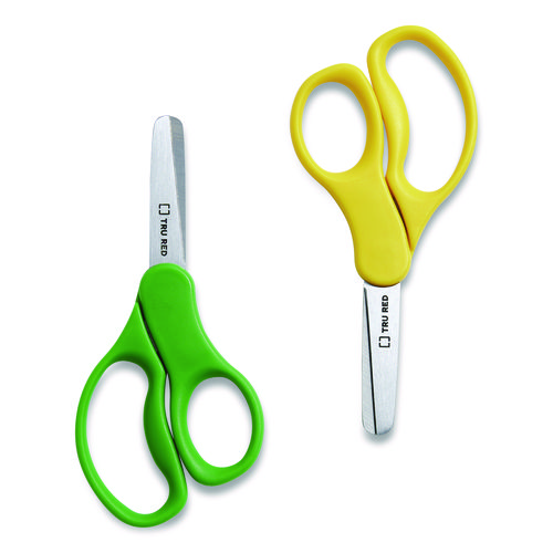 Picture of Kids' Blunt Tip Stainless Steel Safety Scissors, 5" Long, 2.05" Cut Length, Straight Assorted Color Handles, 2/Pack