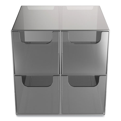 Picture of Plastic Cube Desktop Organizer, 4 Compartments, 6 x 6 x 6, Smoke