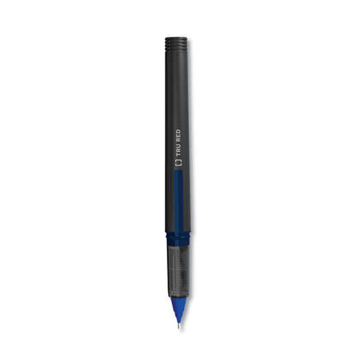 Picture of Rollerball Pen, Stick, Fine 0.5 mm, Blue Ink, Black/Blue/Clear Barrel, Dozen