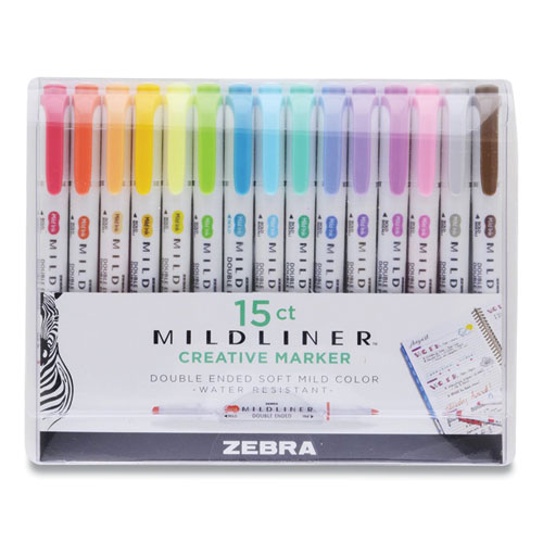 Picture of Mildliner Double Ended Highlighter, Assorted Ink Colors, Bold-Chisel/Fine-Bullet Tips, Assorted Barrel Colors, 15/Pack