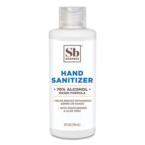 Picture of Gel Hand Sanitizer, 8 oz Bottle with Dispensing Cap, Unscented, 24/Carton