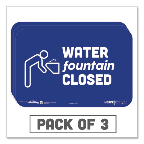 Picture of BeSafe Messaging Education Wall Signs, 9 x 6,  "Water Fountain Closed", 3/Pack