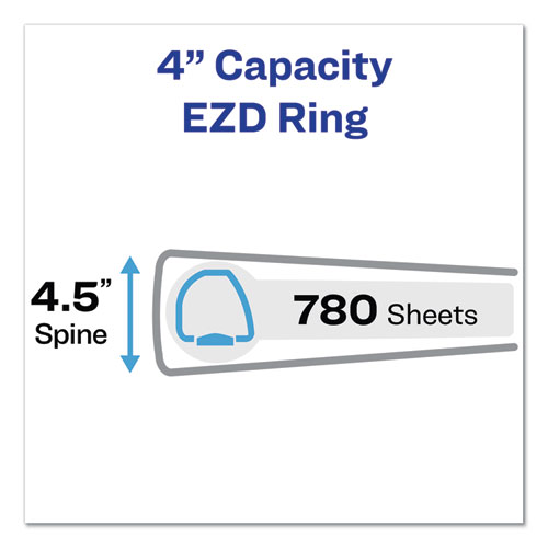 Picture of Durable View Binder with DuraHinge and EZD Rings, 3 Rings, 4" Capacity, 11 x 8.5, White, (9801)