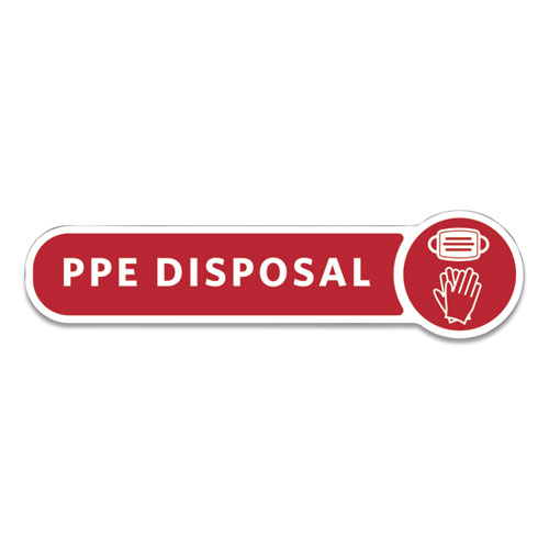 Picture of Medical Decal, PPE DISPOSAL, 10 x 2.5, Red