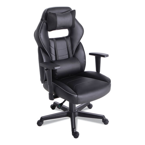 Picture of Racing Style Ergonomic Gaming Chair, Supports 275 lb, 15.91" to 19.8" Seat Height, Black/Gray Trim Seat/Back, Black/Gray Base