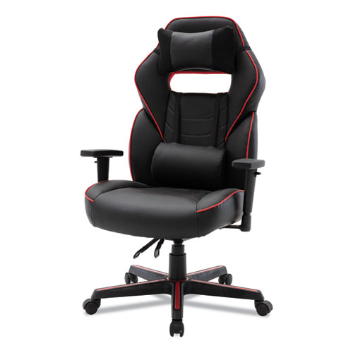 Picture of Racing Style Ergonomic Gaming Chair, Supports 275 lb, 15.91" to 19.8" Seat Height, Black/Red Trim Seat/Back, Black/Red Base