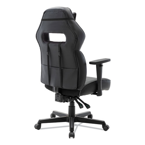 Picture of Racing Style Ergonomic Gaming Chair, Supports 275 lb, 15.91" to 19.8" Seat Height, Black/Gray Trim Seat/Back, Black/Gray Base