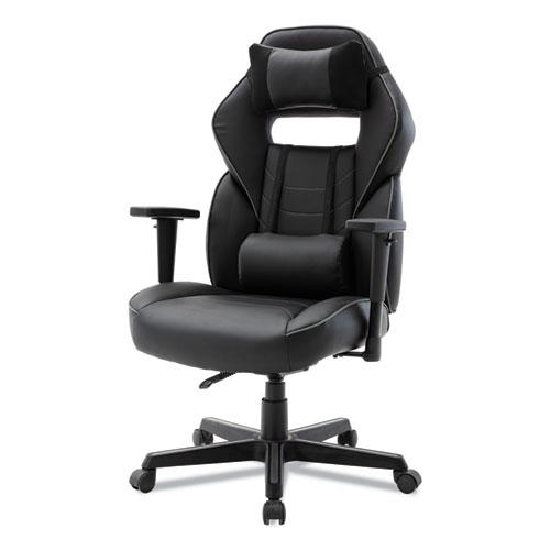 Picture of Racing Style Ergonomic Gaming Chair, Supports 275 lb, 15.91" to 19.8" Seat Height, Black/Gray Trim Seat/Back, Black/Gray Base