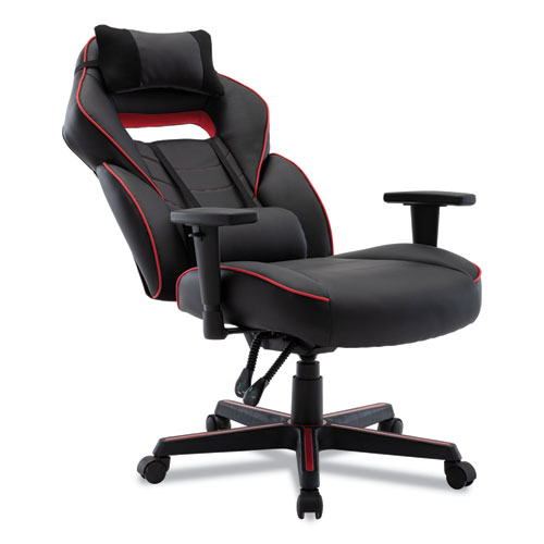 Picture of Racing Style Ergonomic Gaming Chair, Supports 275 lb, 15.91" to 19.8" Seat Height, Black/Red Trim Seat/Back, Black/Red Base