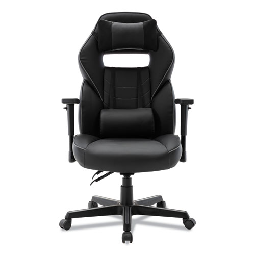 Picture of Racing Style Ergonomic Gaming Chair, Supports 275 lb, 15.91" to 19.8" Seat Height, Black/Gray Trim Seat/Back, Black/Gray Base