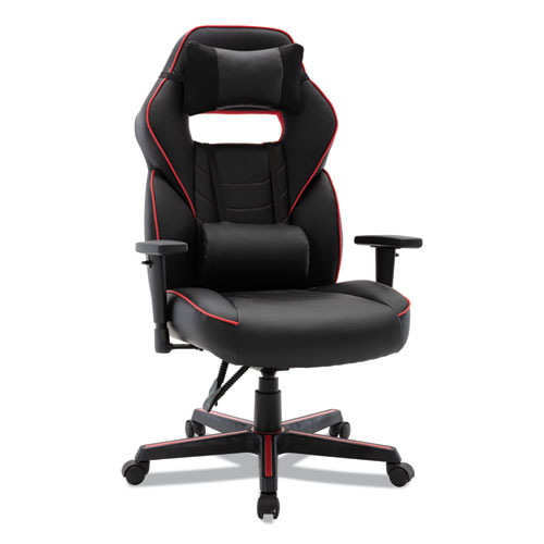 Picture of Racing Style Ergonomic Gaming Chair, Supports 275 lb, 15.91" to 19.8" Seat Height, Black/Red Trim Seat/Back, Black/Red Base