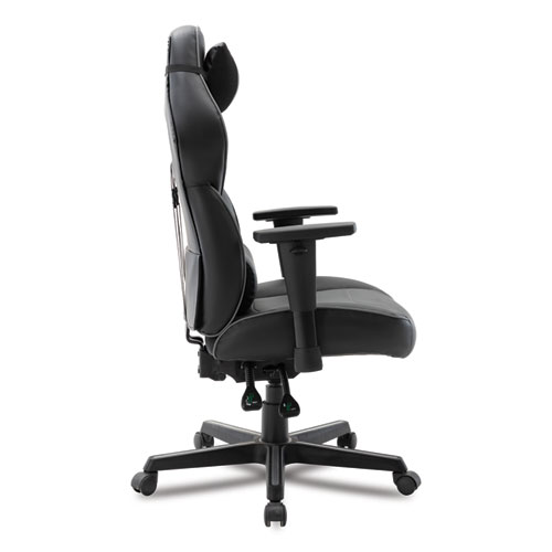 Picture of Racing Style Ergonomic Gaming Chair, Supports 275 lb, 15.91" to 19.8" Seat Height, Black/Gray Trim Seat/Back, Black/Gray Base