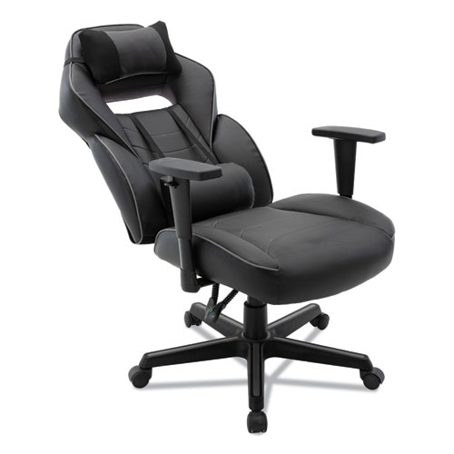 Picture of Racing Style Ergonomic Gaming Chair, Supports 275 lb, 15.91" to 19.8" Seat Height, Black/Gray Trim Seat/Back, Black/Gray Base