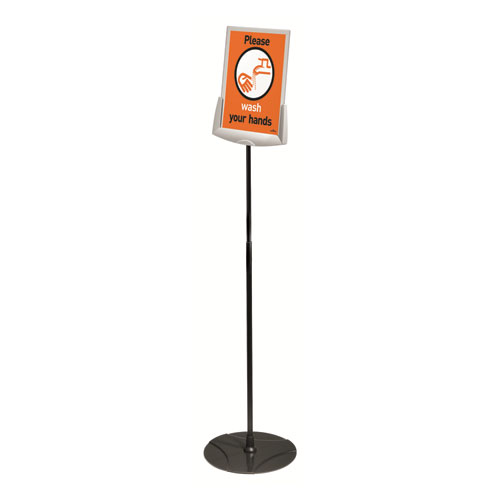 Picture of Sherpa Infobase Sign Stand, Acrylic/Metal, 40" to 60" High, Gray